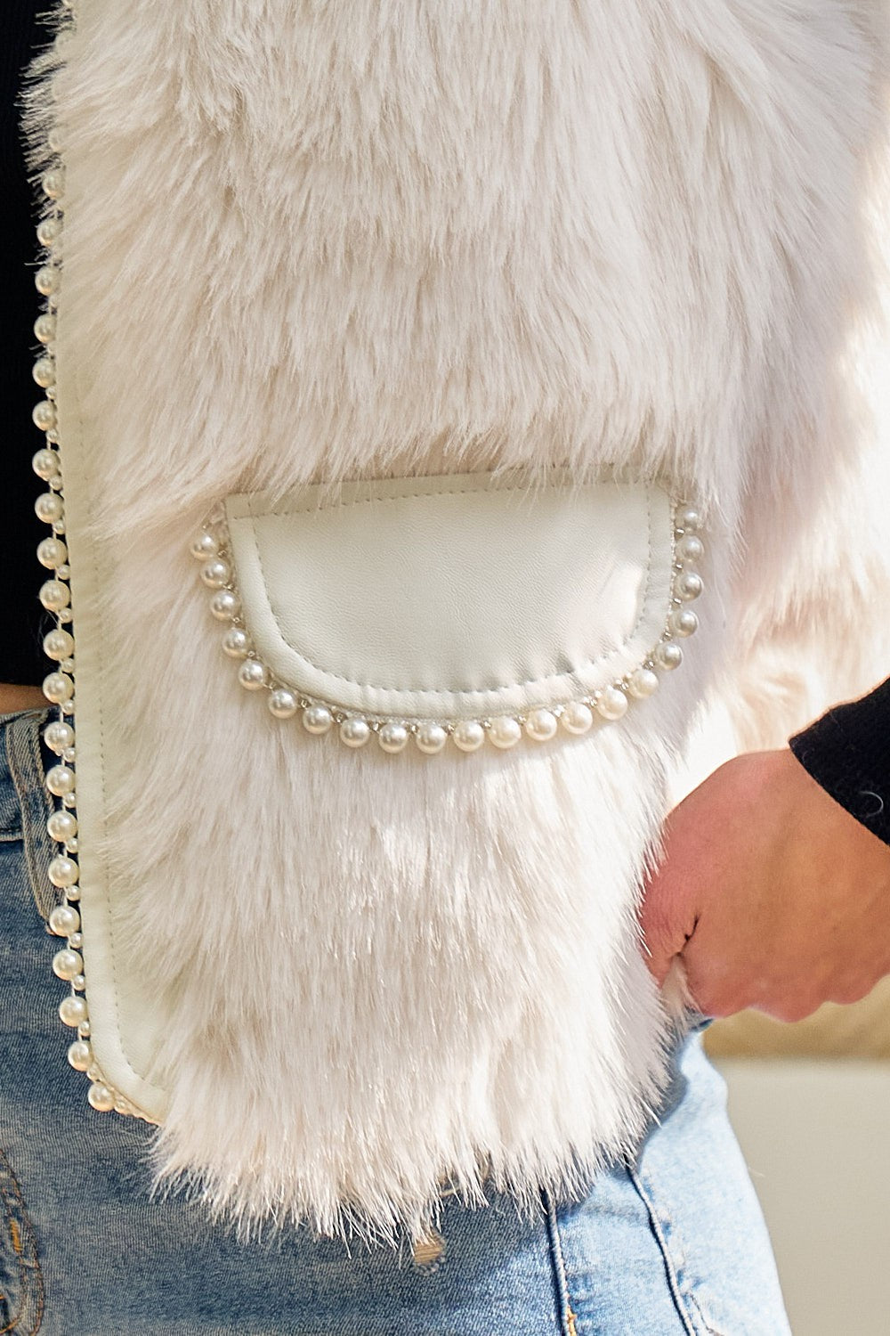 Conway Faux Fur and Pearl Vest