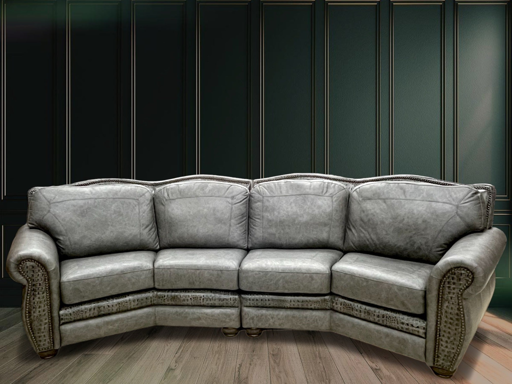 Custom Curved Four Seater El Dorado Sofa in Fargo Grey