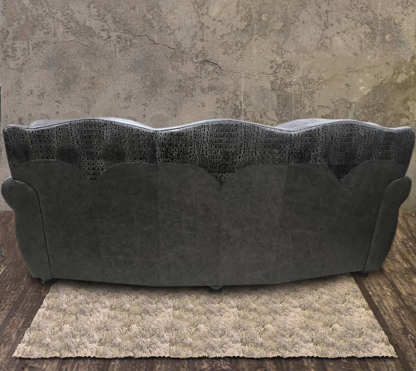 Custom Curved El Dorado Sofa in Fargo Gray & Aged Gator Gray