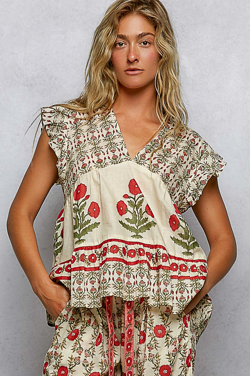 Floral Hand Printed Top SMQE1
