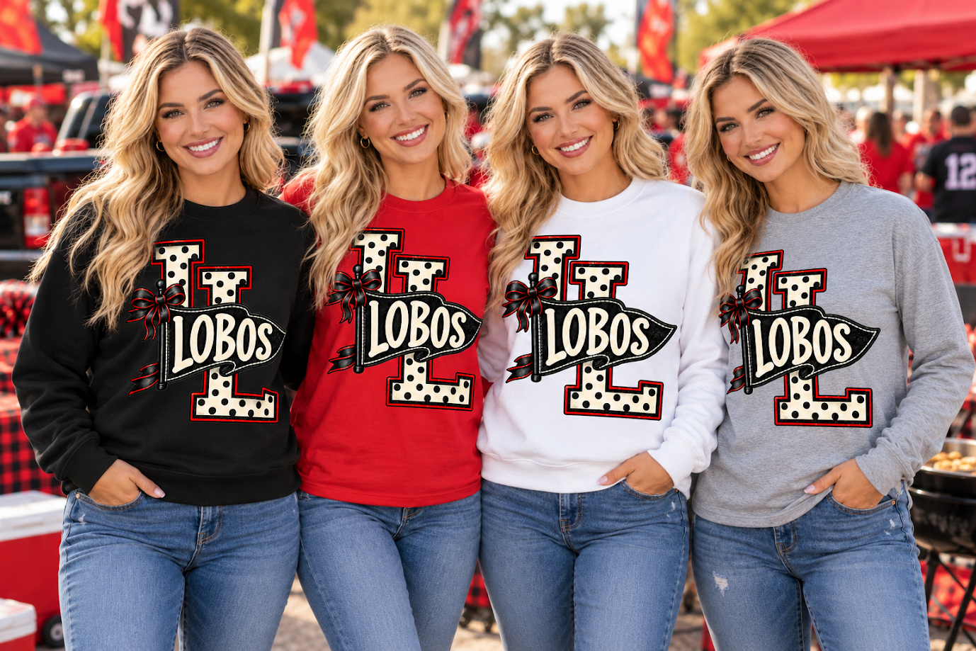 Polka-Dot Lobos Flag Custom Graphic T-Shirt