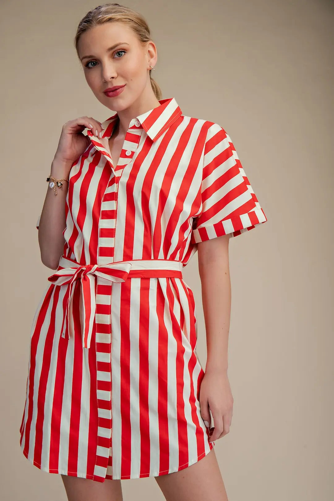 Red/Wht Collar Dress GD9750