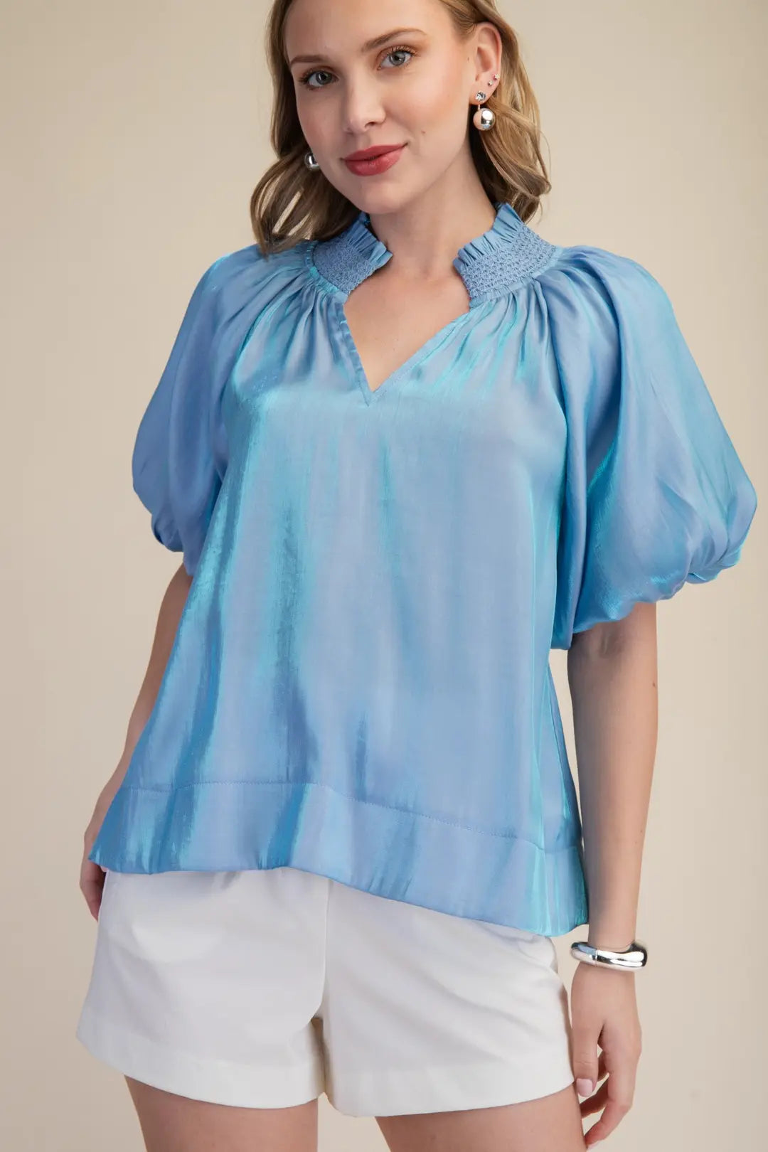 Blue Metallic Top T8089