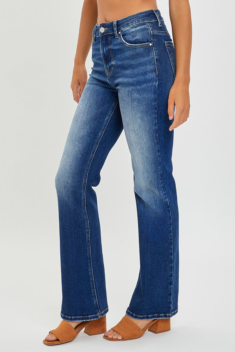 Risen Mid-Rise Dark Wash Relaxed Bootcut Jeans