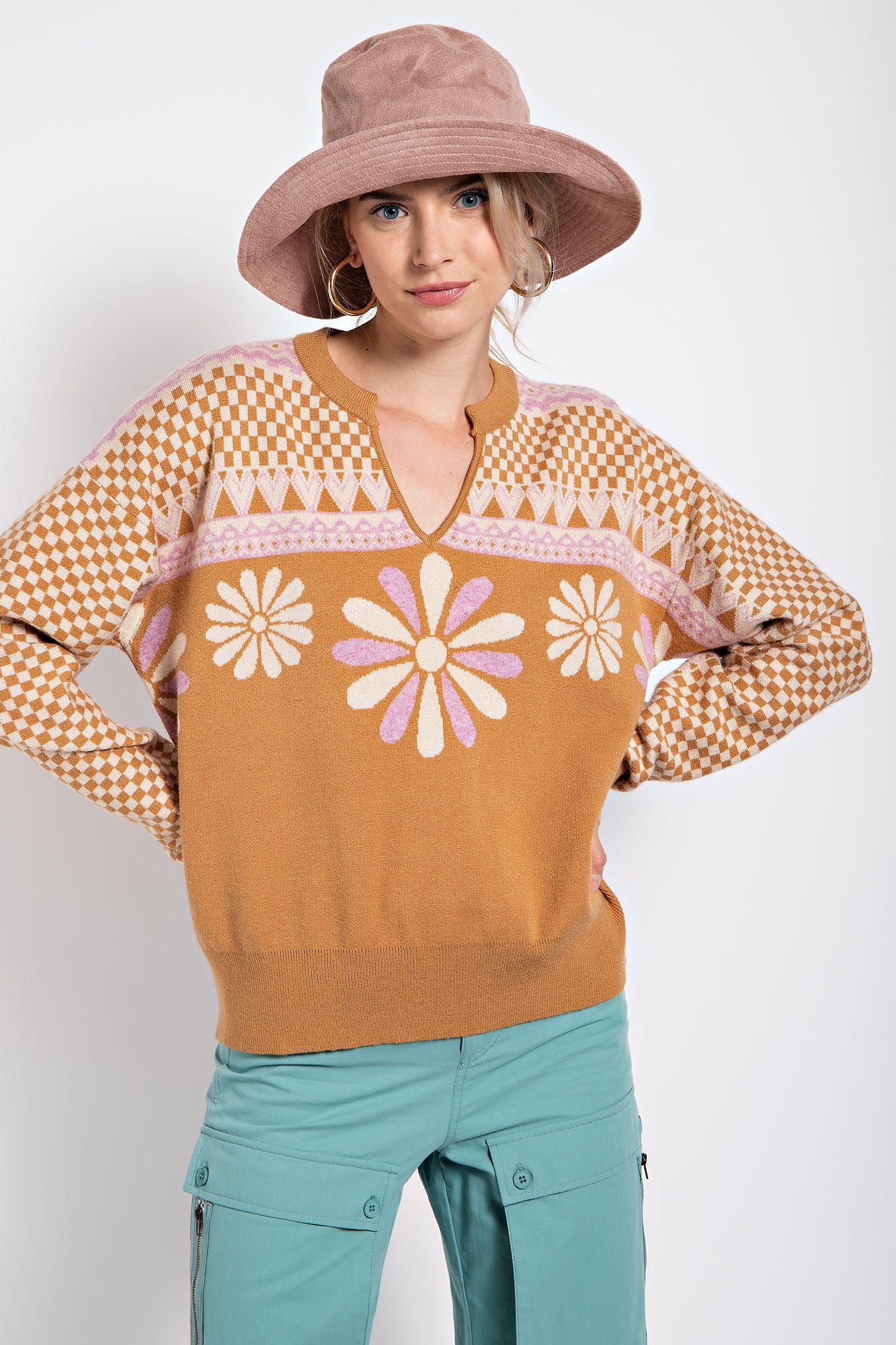 Camilla Knitted Sweater Pullover in Camel