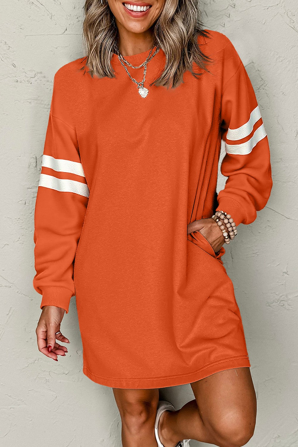 orange preppy dress Twist Front Bow Strapless Sweater Dress in Vibrant Orange Preppy Palette Boutique