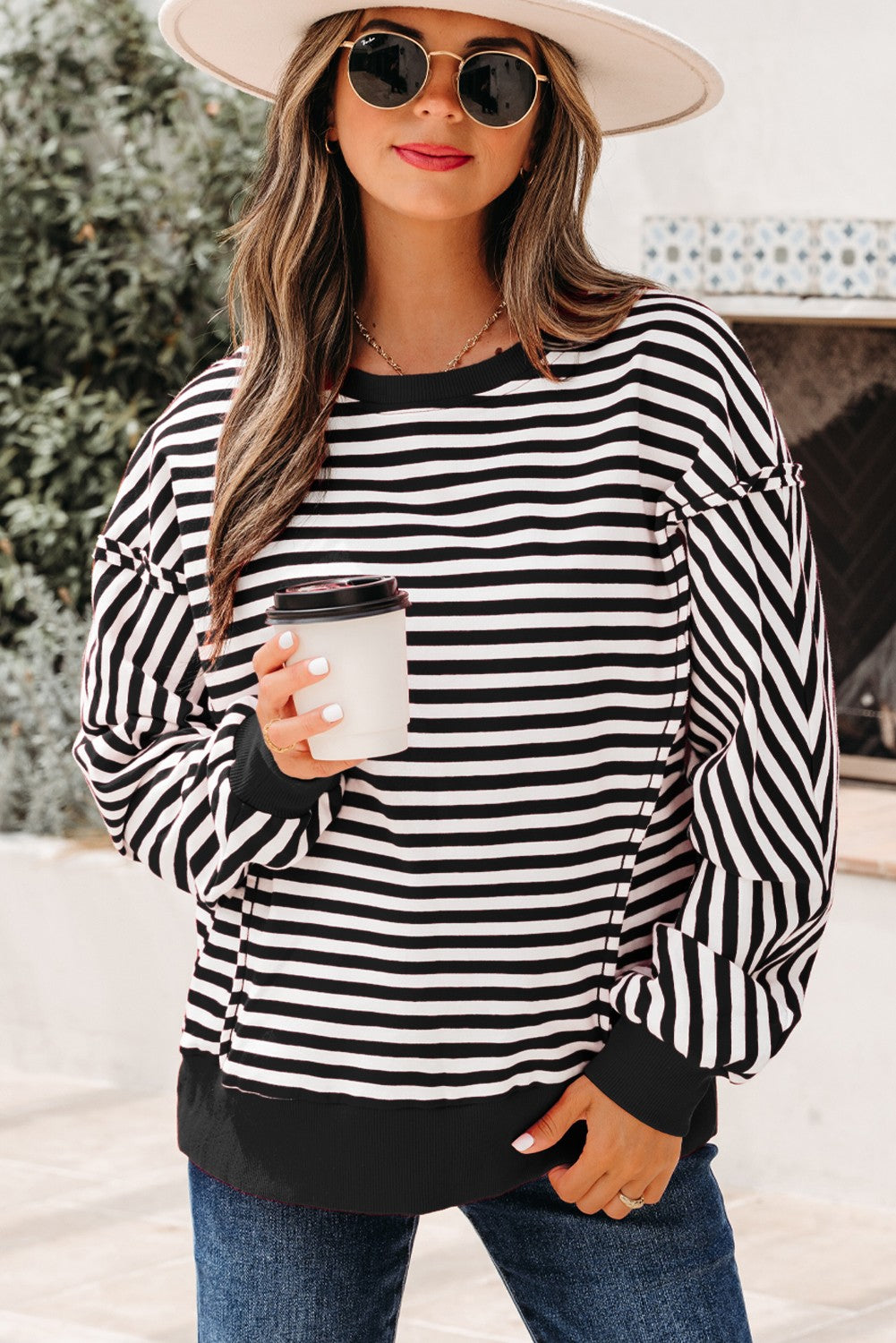 Black Striped Pullover P219