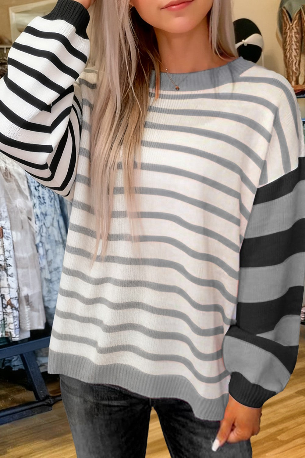 Gray Colorblock Pullover 5615-P11