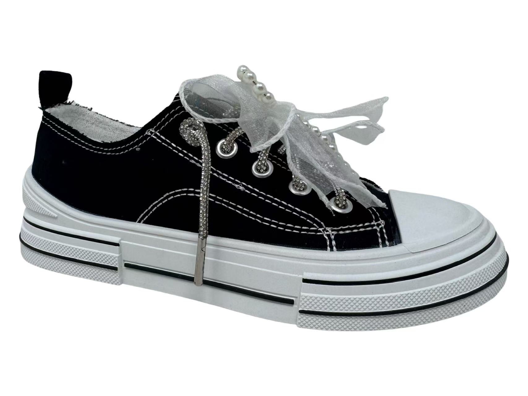 Black Aman Pearls Shoes 0298