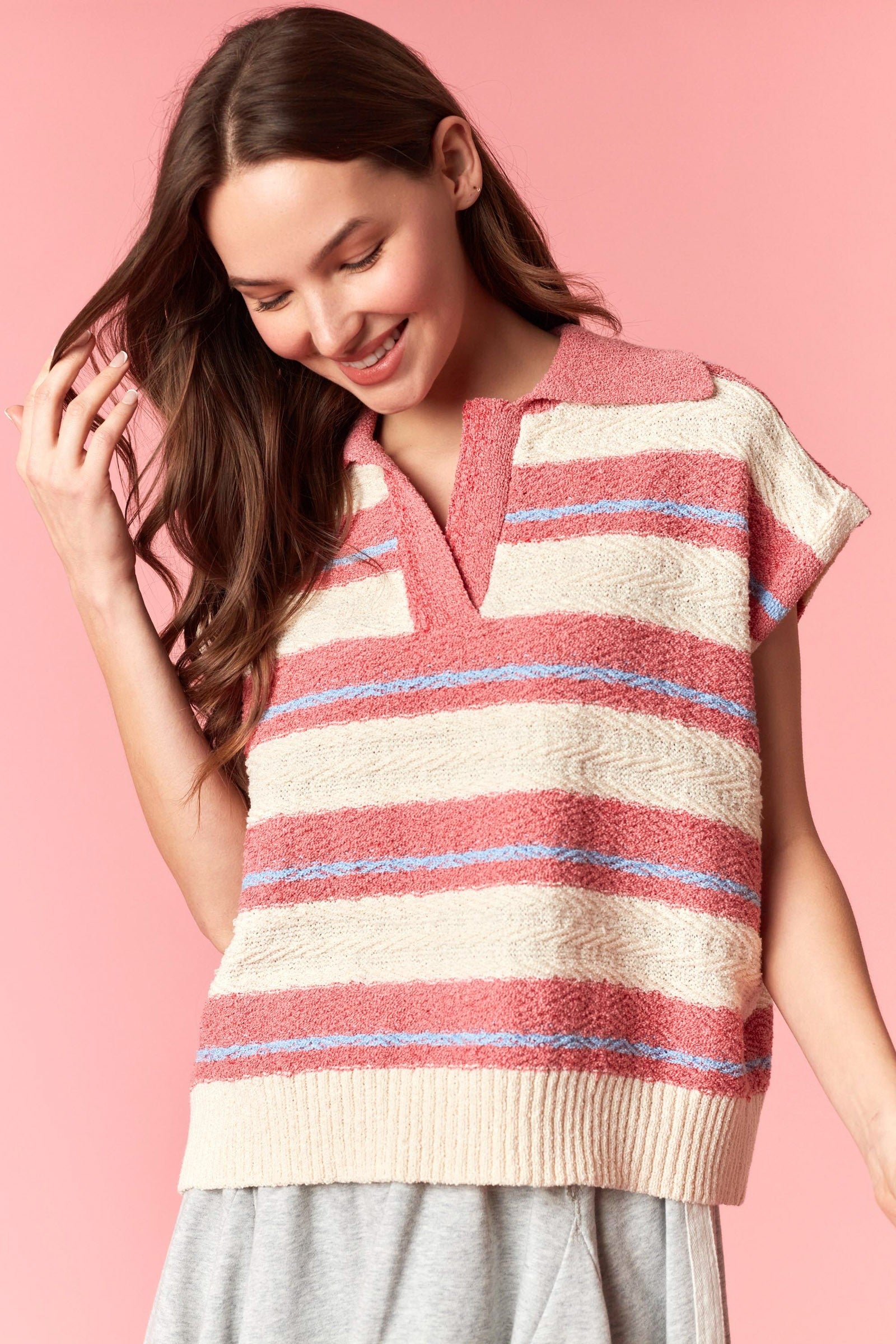 Coral Jacquard Top 0973-02