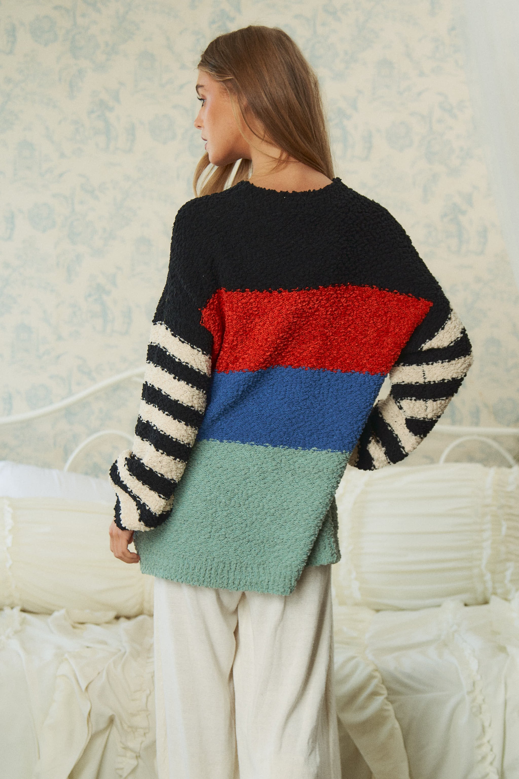 Luna Striped Color Block Knit Sweater