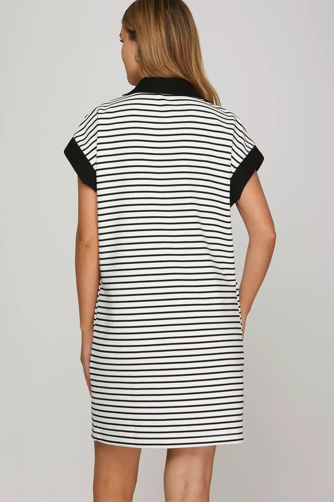 collar t shirt dress Black T-shirt Collar Dress SY8721
