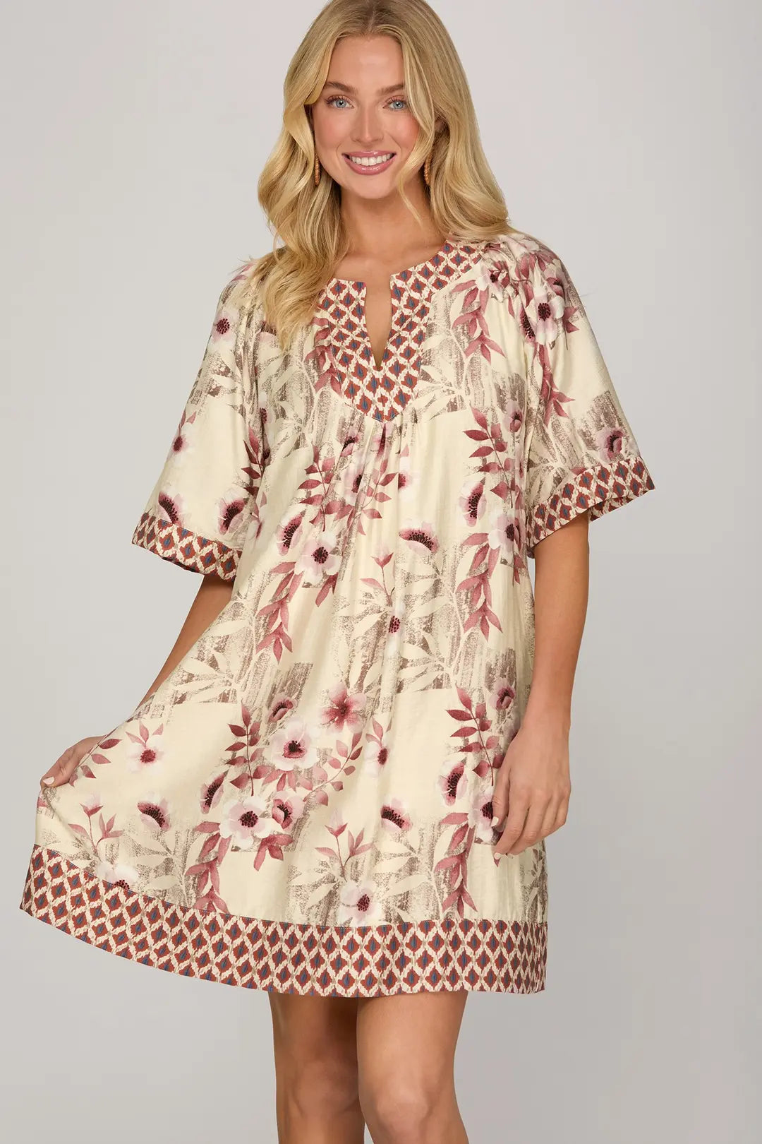 Dusty Rose Bell Sleeve Dress SY9977