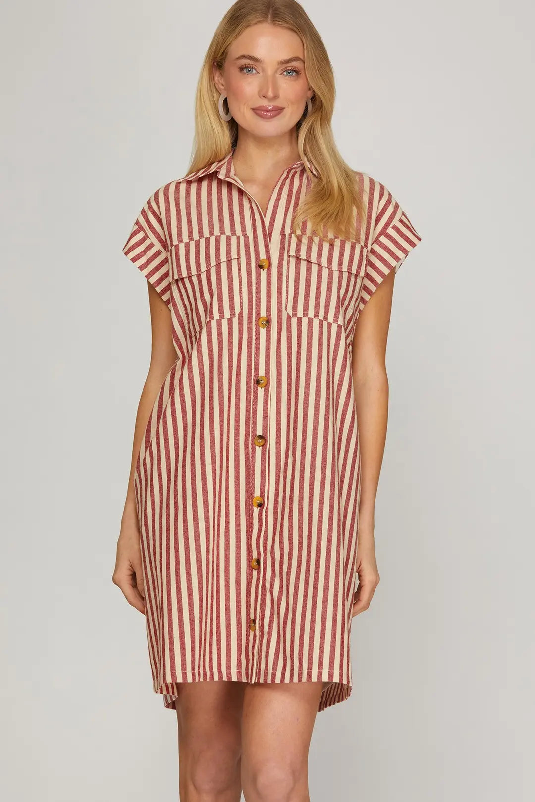 Red W/ Pockets Mini Dress ST1090