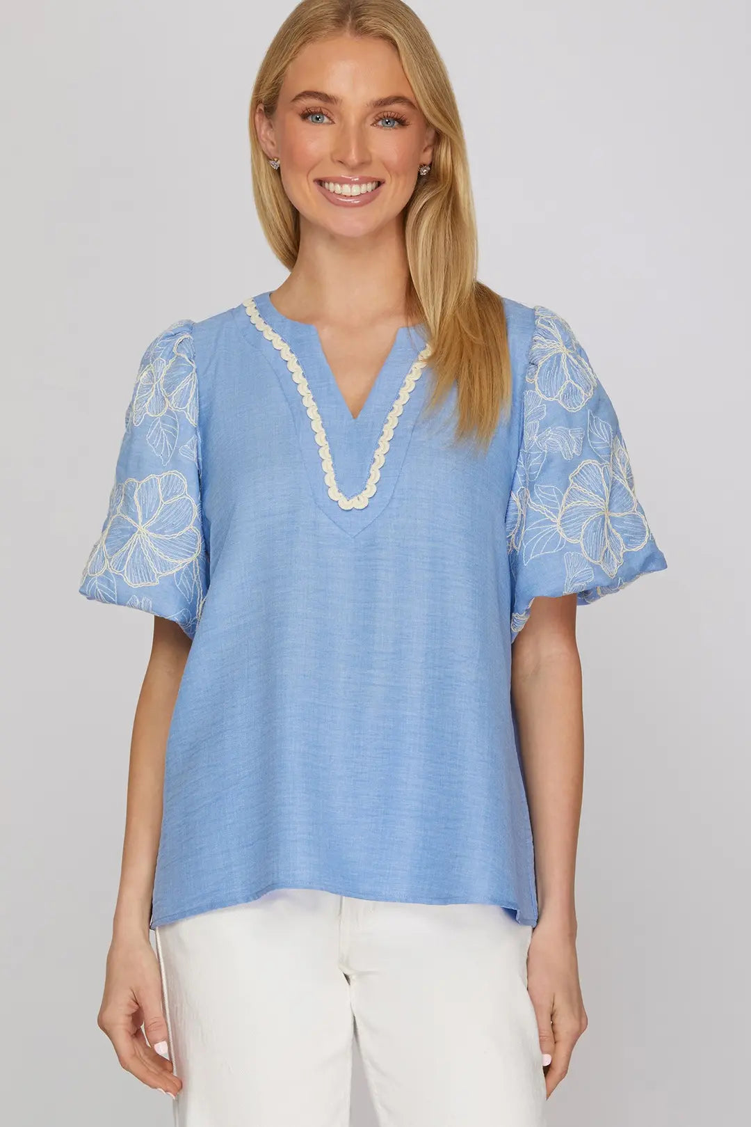Periwinkle Woven Top ST1373