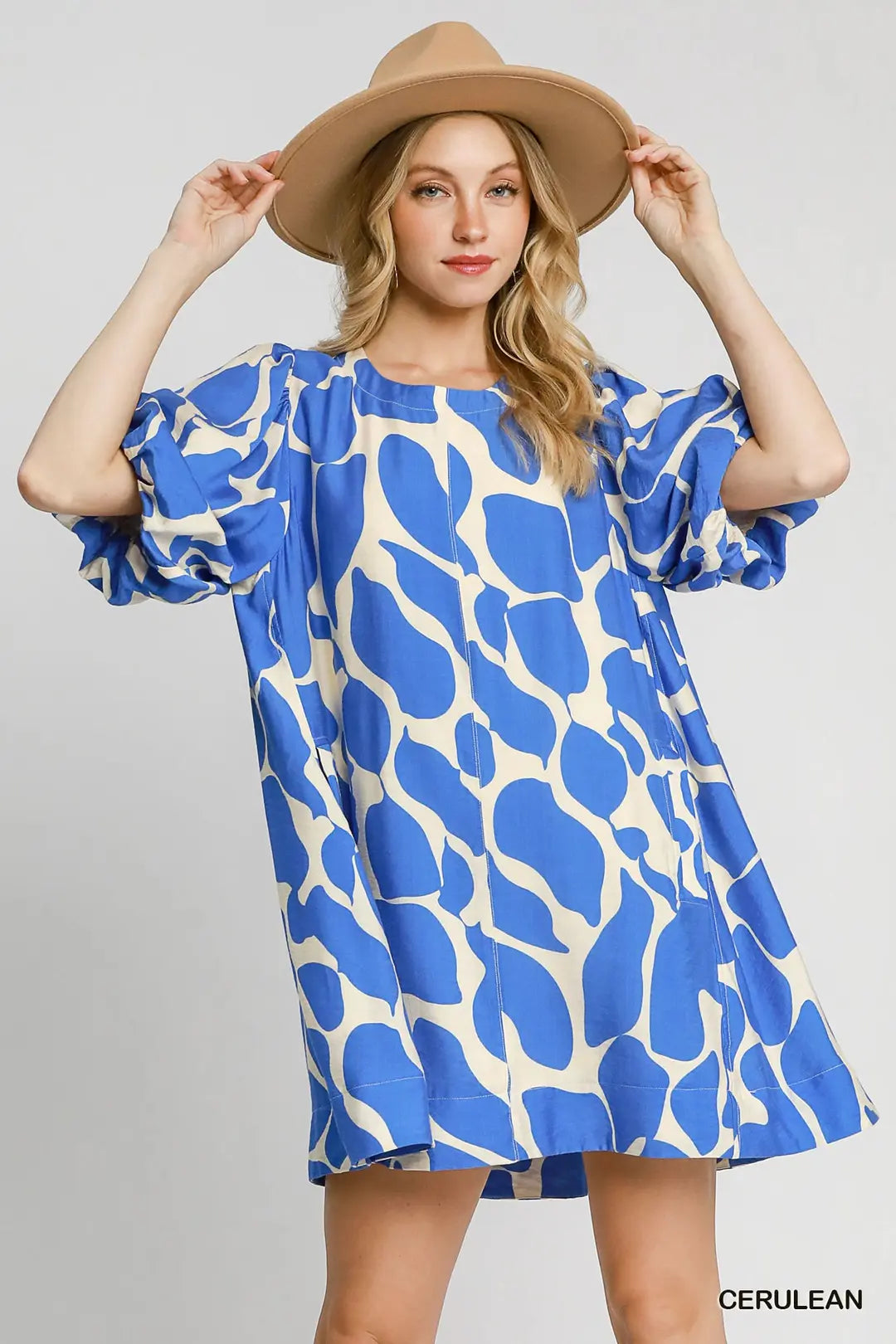 Two Tone Abstract Blue Dress C4399