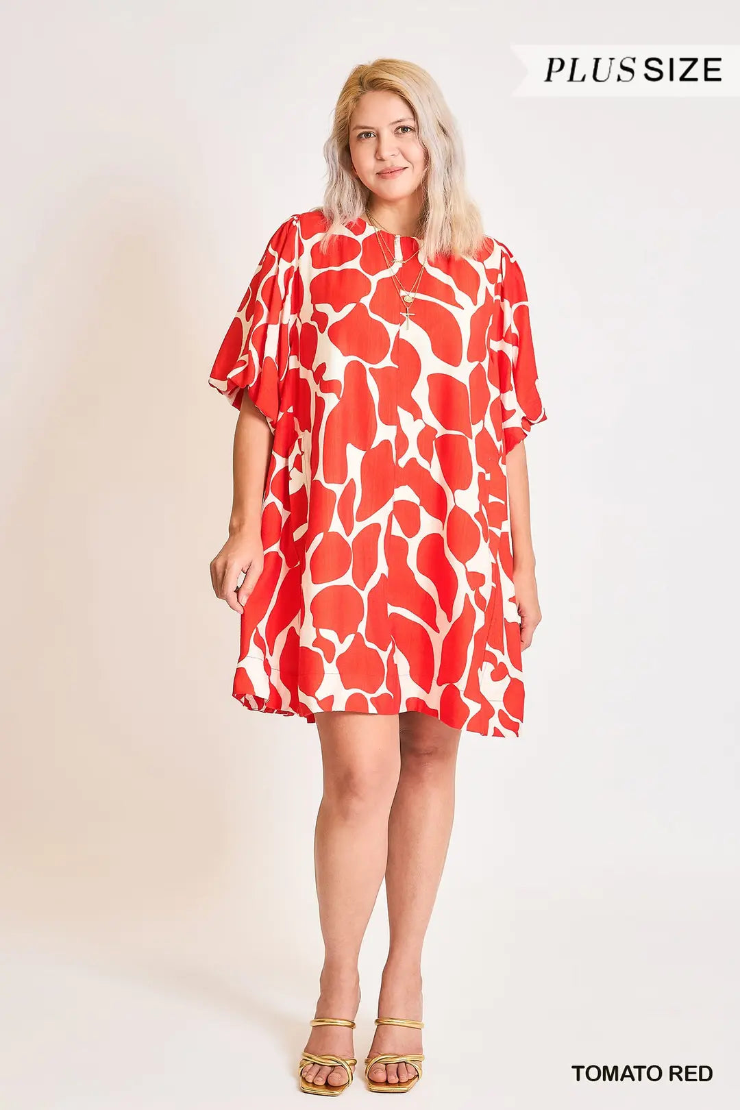 Two Tone Abstract Red Dress C4399