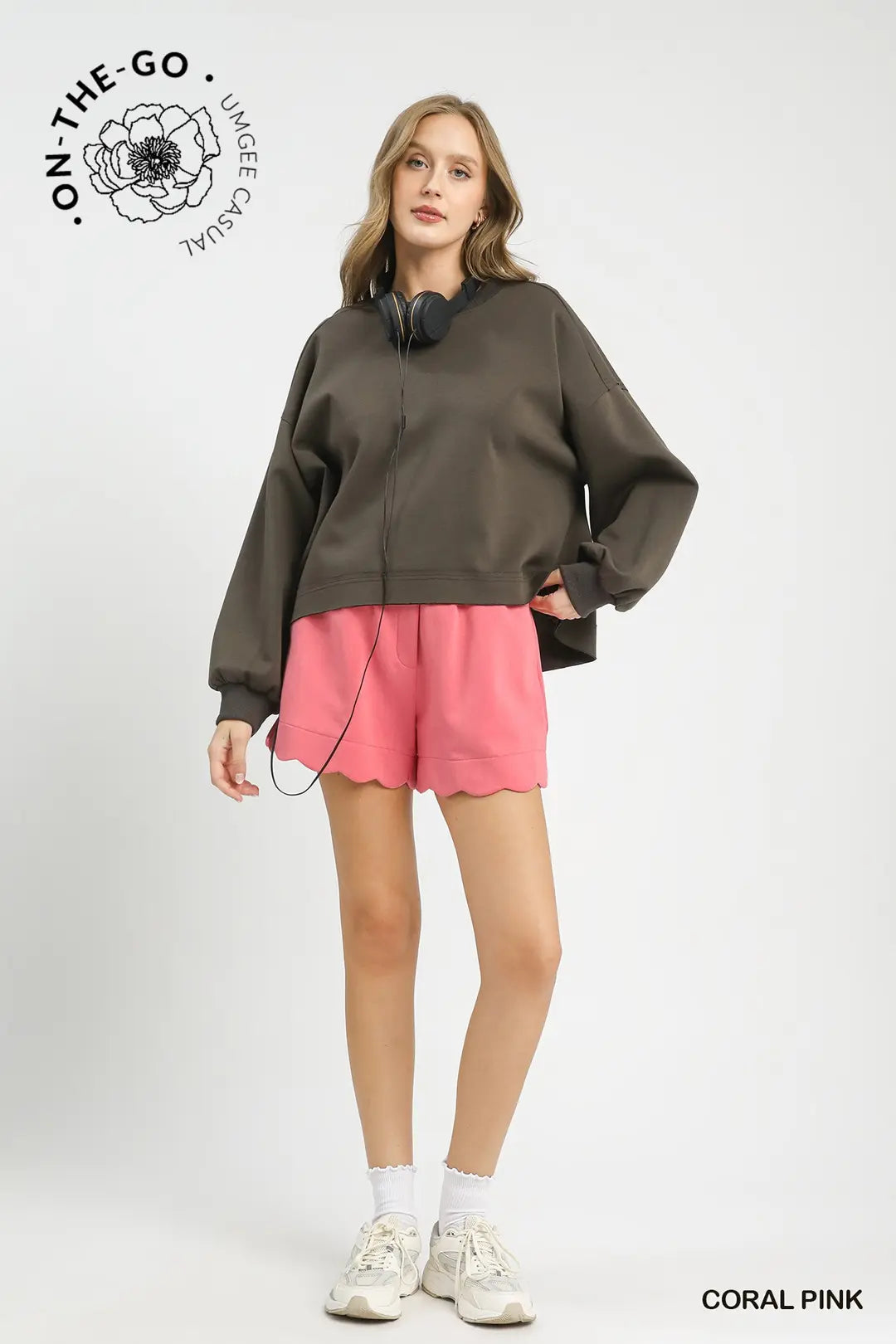 Pink Scalloped Hem Shorts XC4719-S