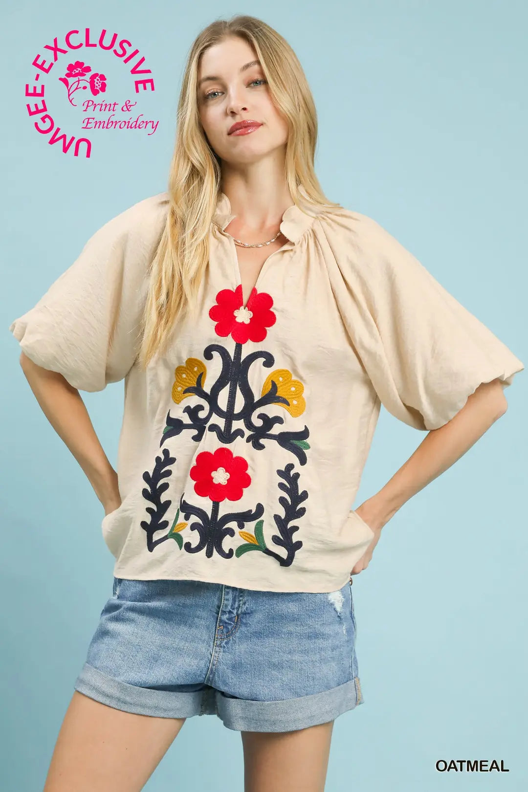 Embroidered Boho Top C5754