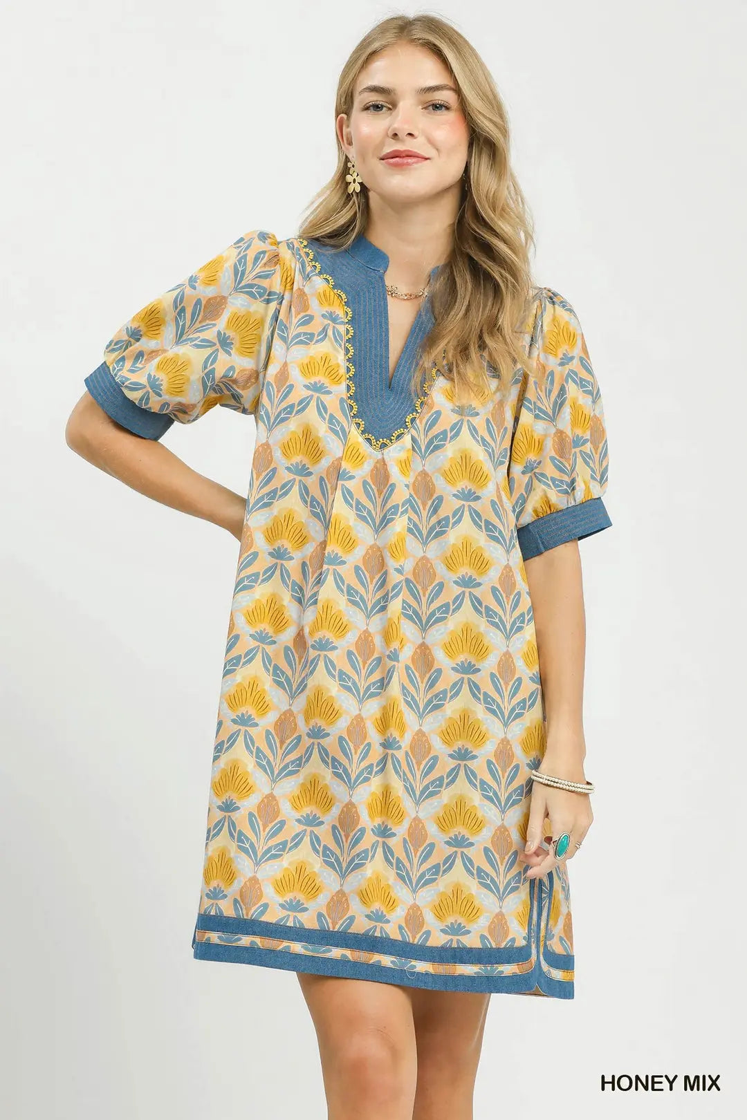 Mix Tile Print Dress C6420