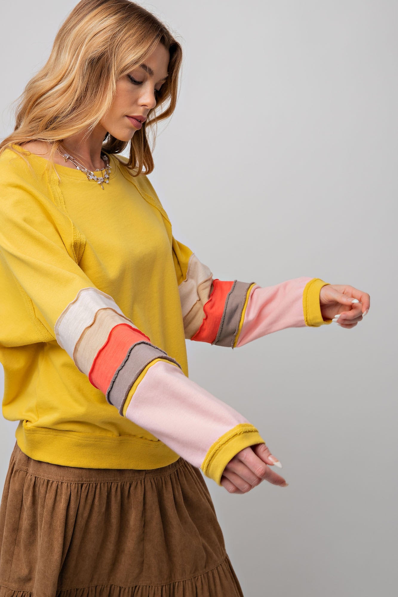 Traci Terry Knit Pullover in Sunflower