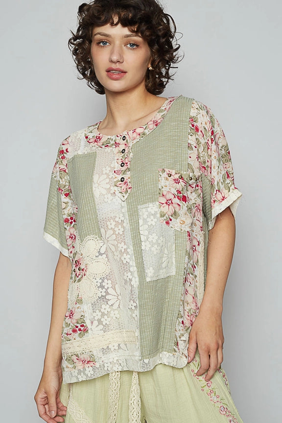 Floral Rib Knit Top YKT1394