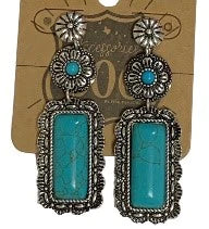 Western Rectangle Turquoise Earrings