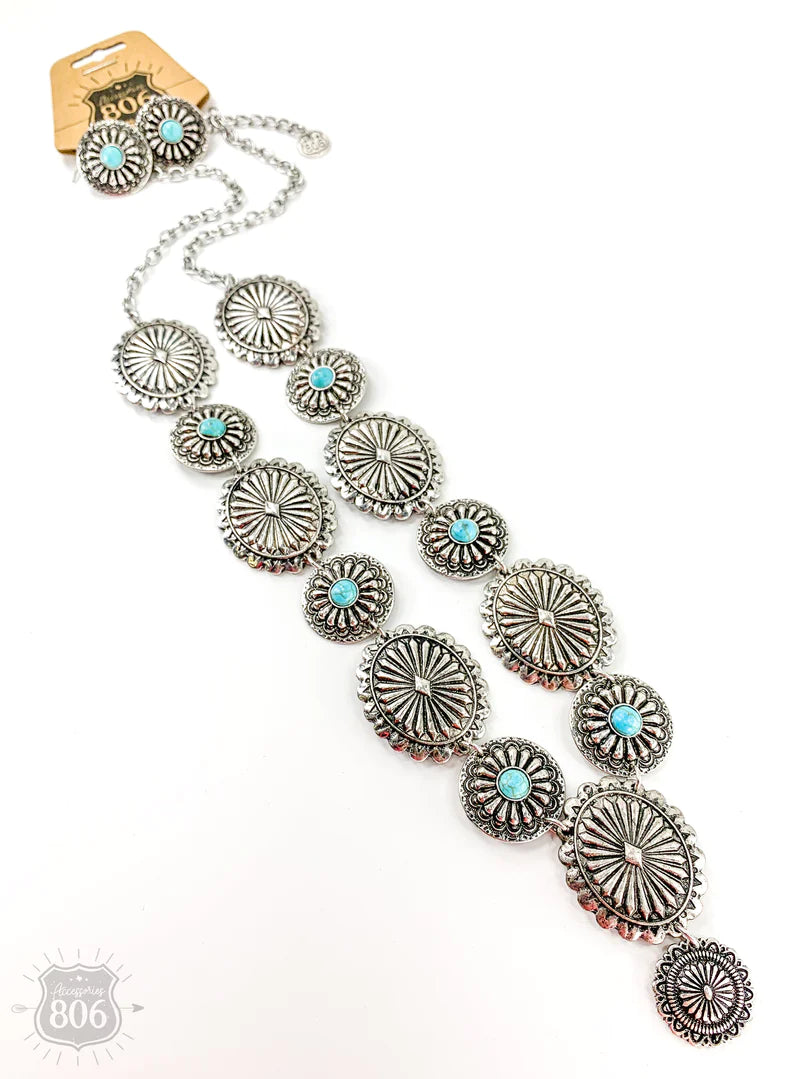 Concho Necklace and Earrings Set