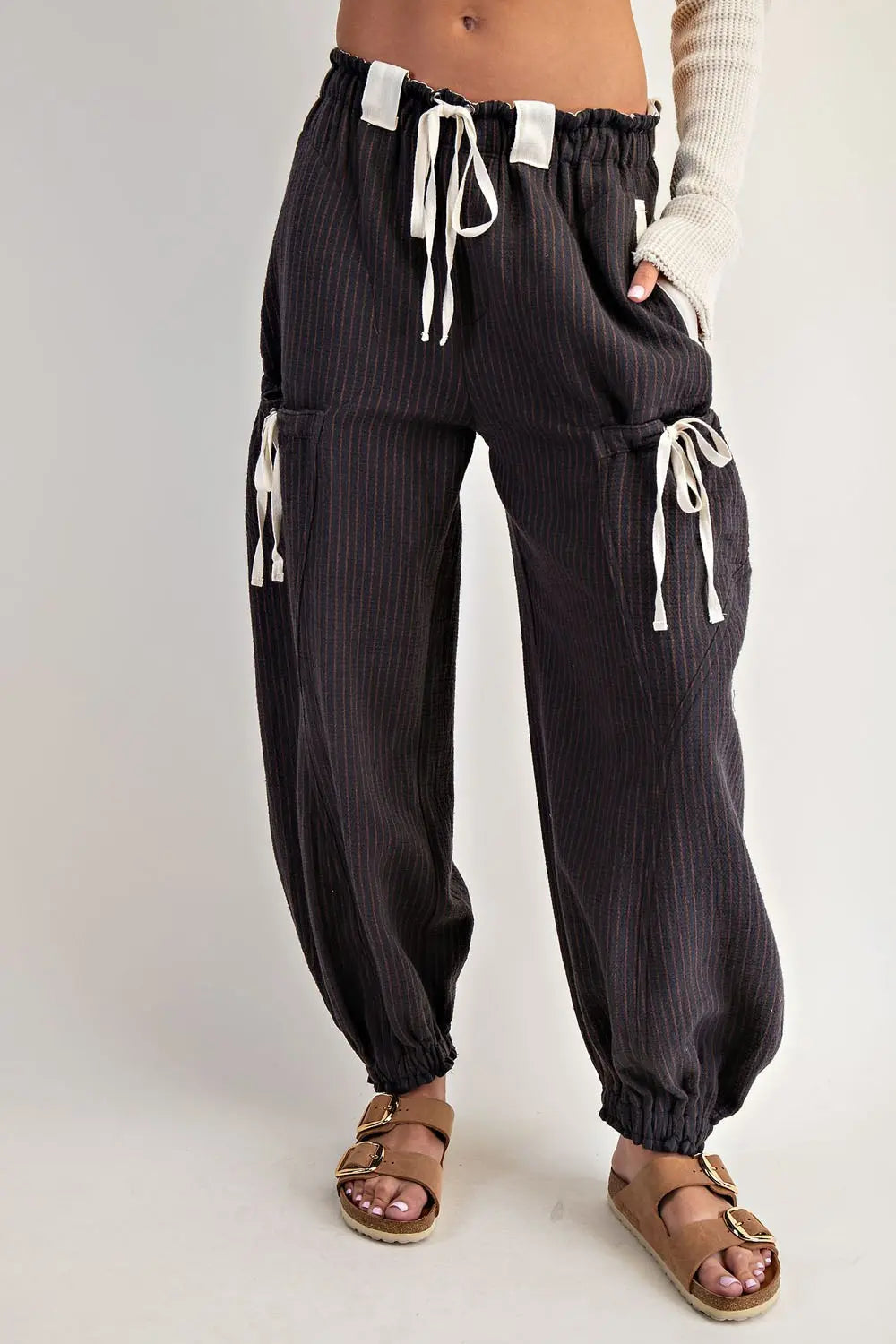 Black Drawstring Jogger Pants  PK14566