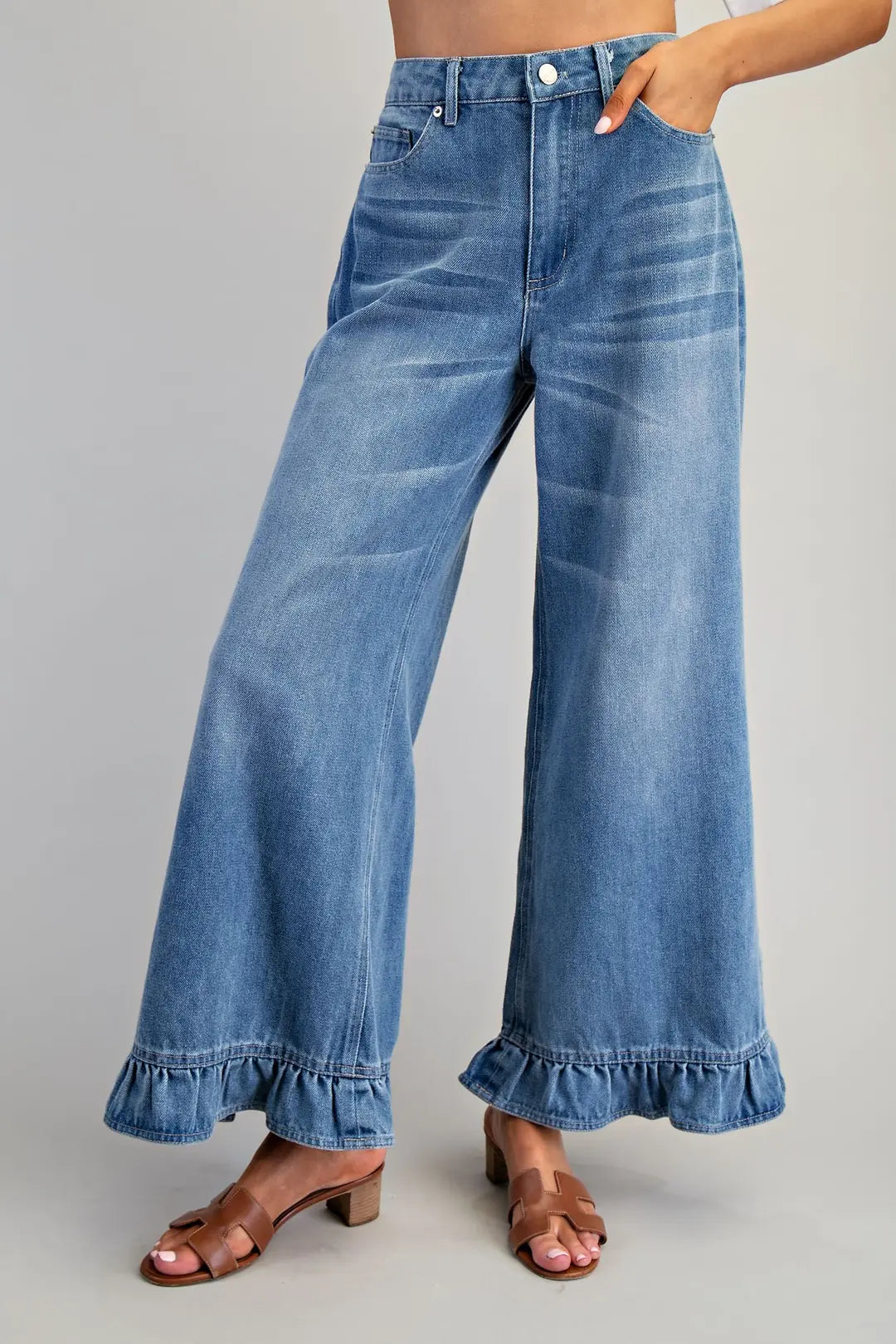Mineral Washed Ruffle Hem Jeans PK14651