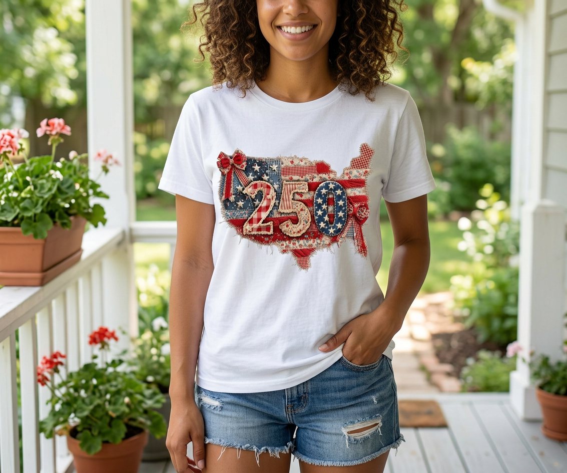 Patchwork 250th USA Custom Graphic Tee