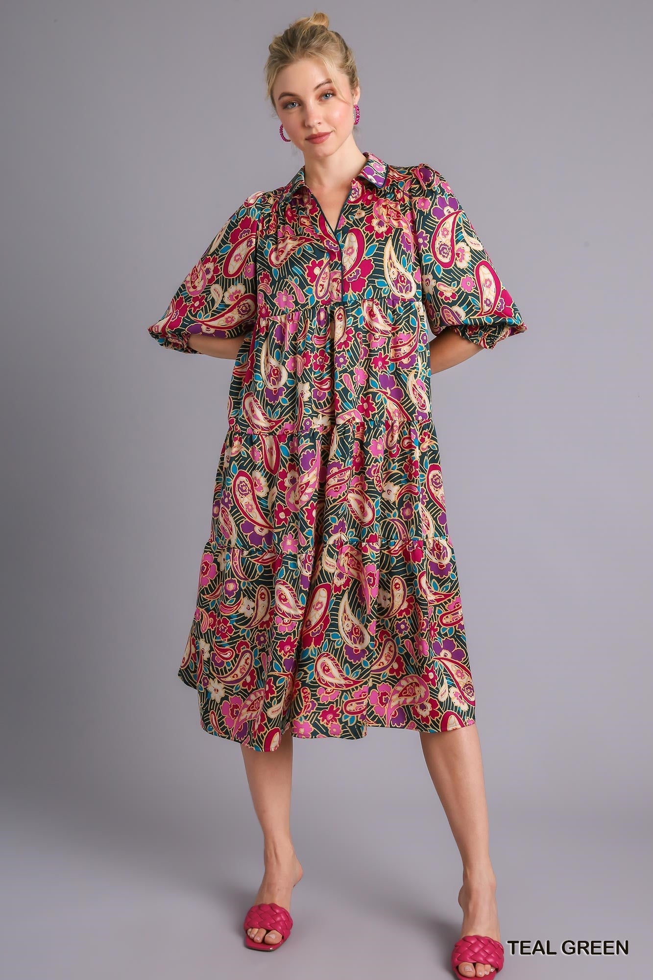 satin paisley print dress Oriental Blue Paisley Print Satin Dress large