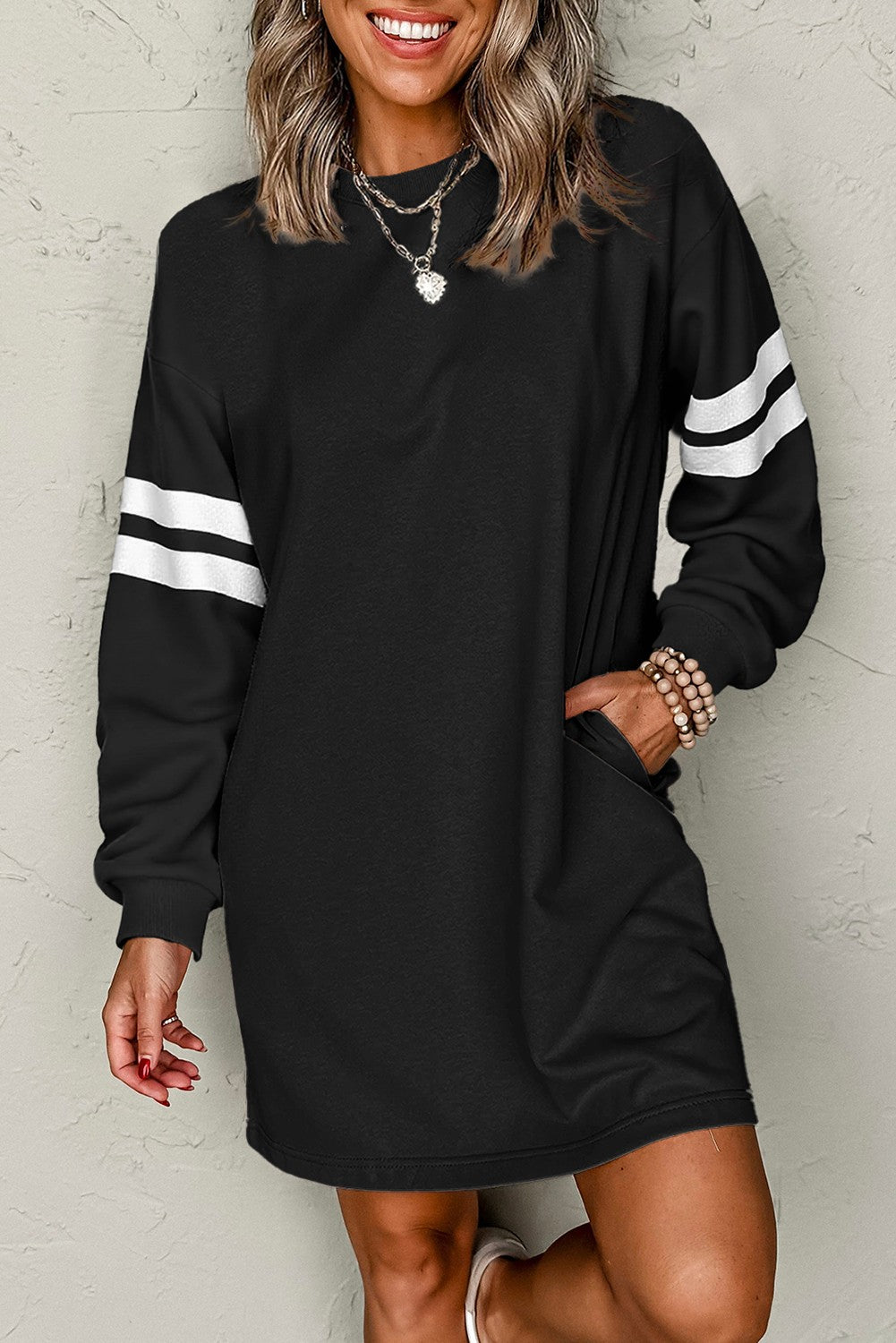 Black Varsity Dress 631212-P2 - Our Stuff Black Varsity Dress 631212-P2 - Our Stuff