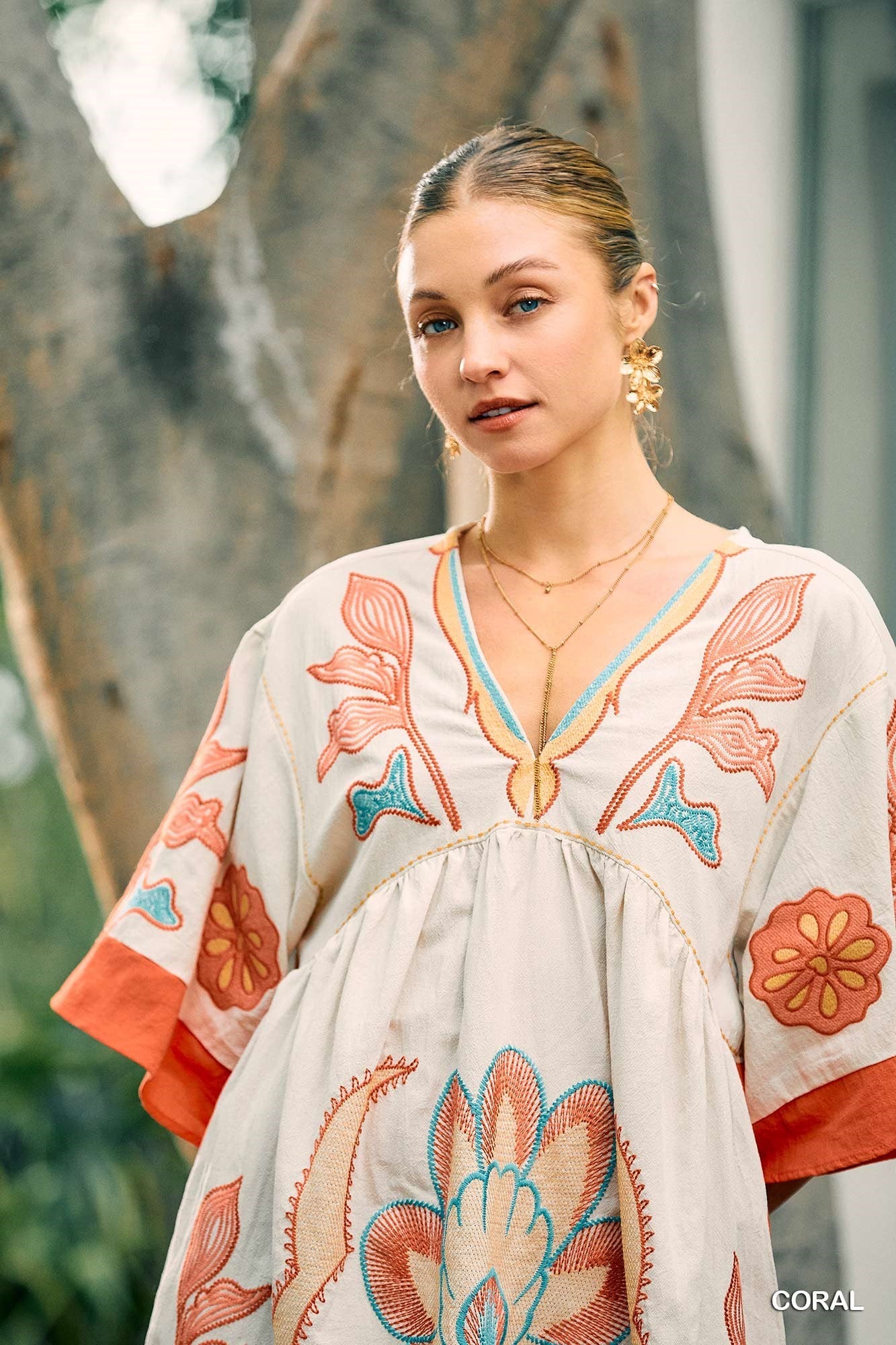 bohemian kaftan dress White Cotton Linen Goddess Kaftan Dress, Deep V Neck Kaftan Dress - Beach Coverup- Bohemian Long Kaftan