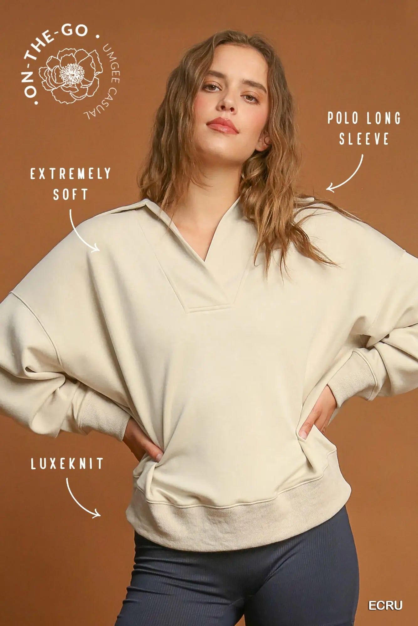 ECRU Luxeknit Collared Pullover C4012