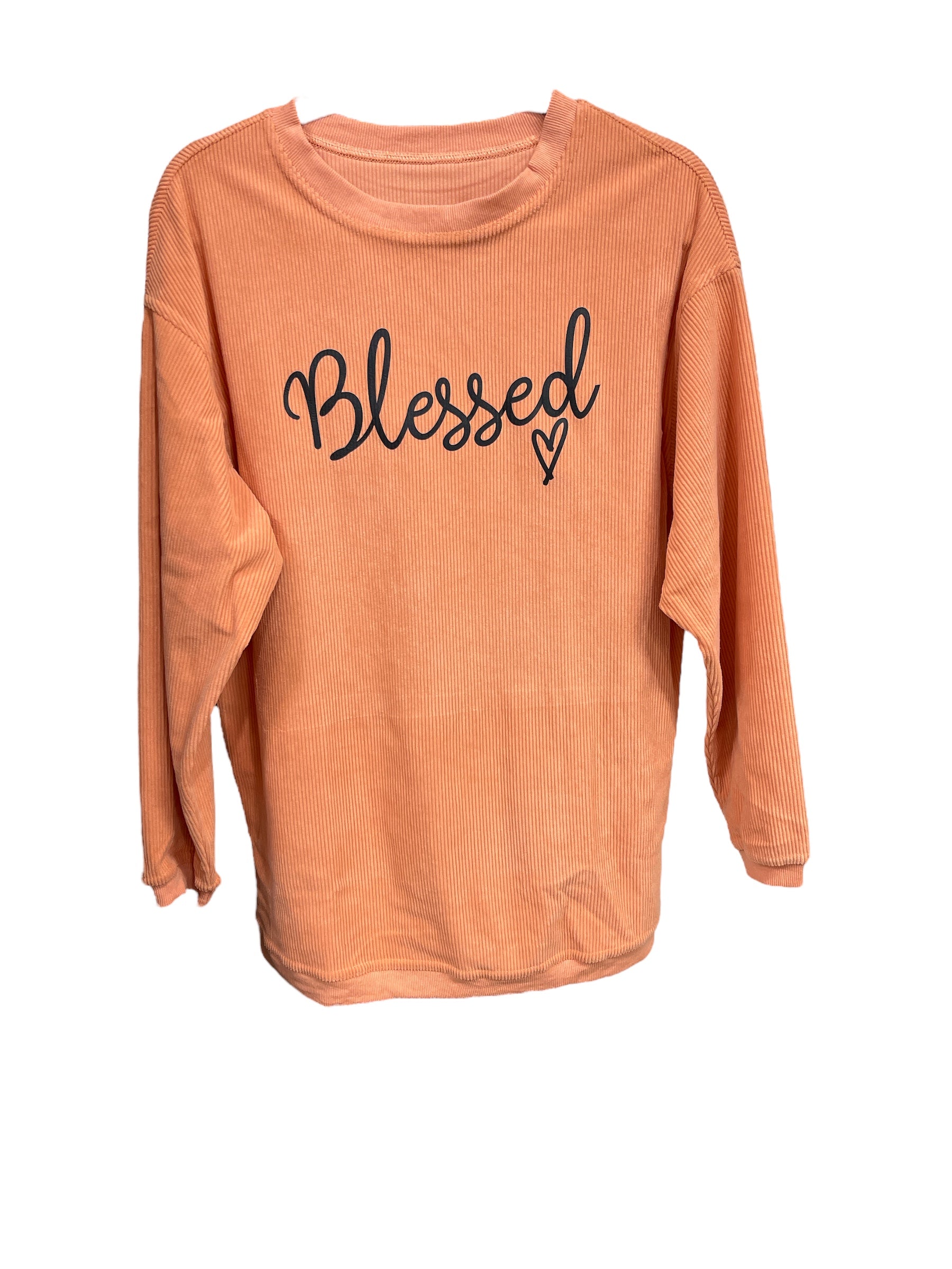 Ribbed "Blessed" Long Sleeve Top