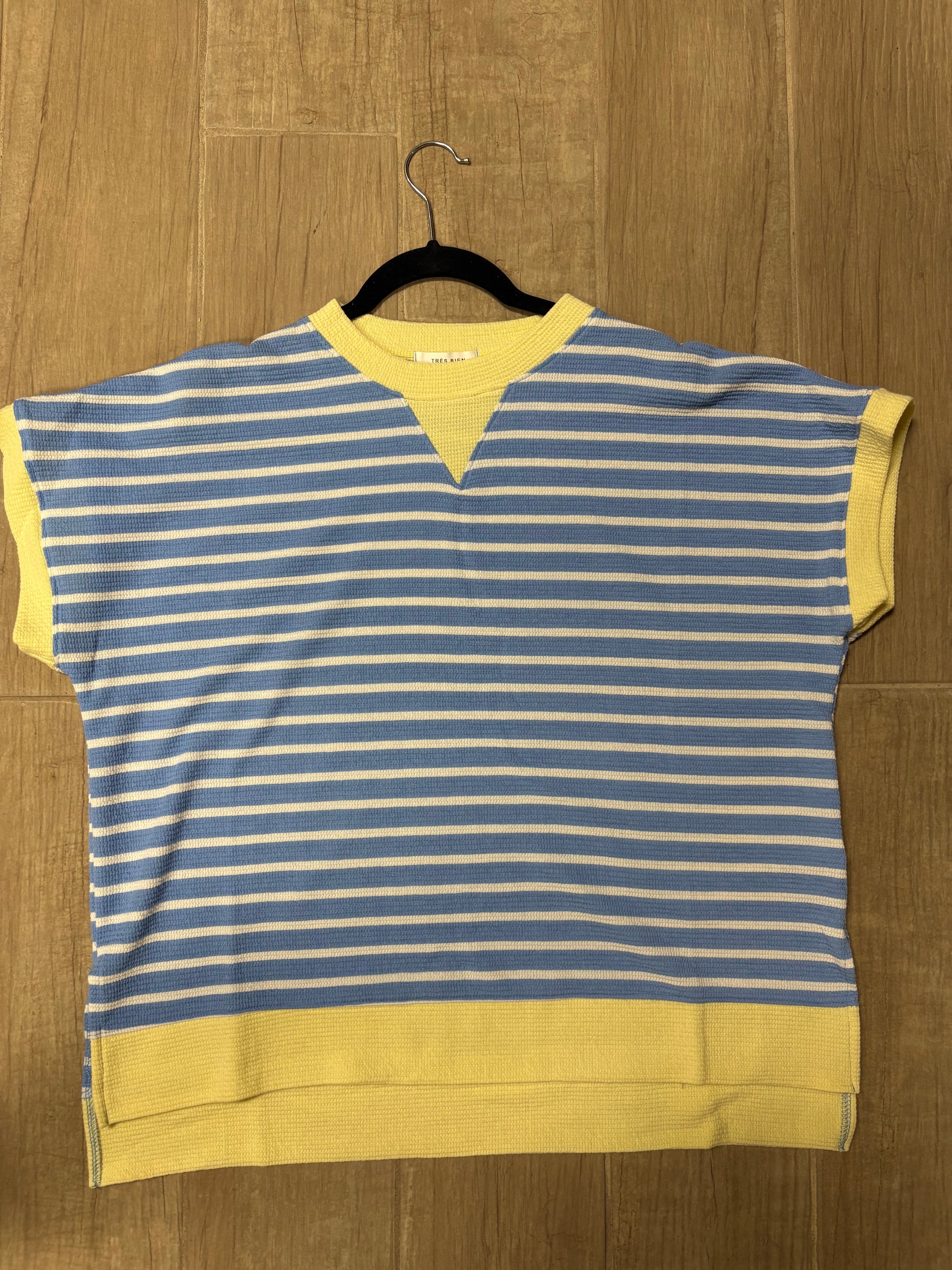 BLU/YEL Stripe Knit Top T-41713