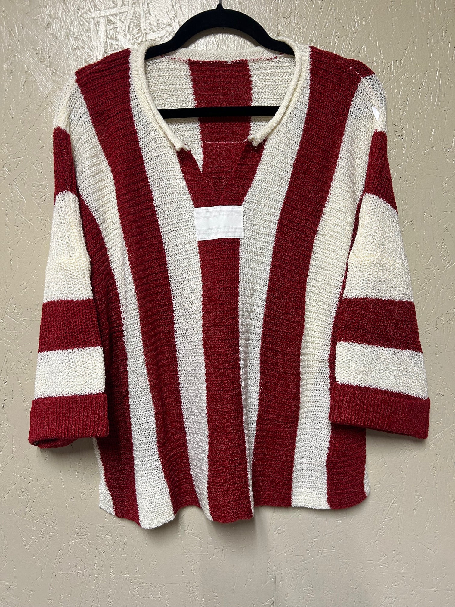 3/4 Balloon Sleeve Rust Striped Sweater