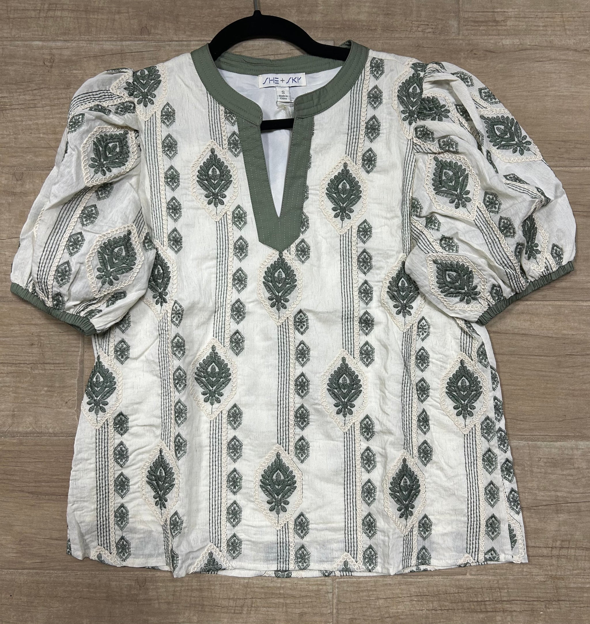 Sage Embroidered Top ST1491