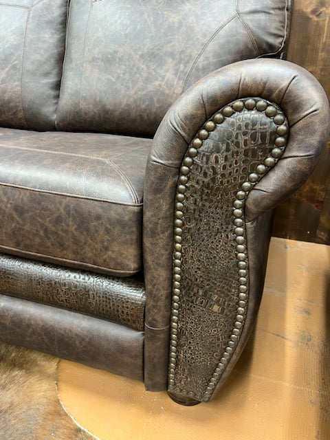 Custom El Dorado Deep-Set Straight Sofa in Fargo TX and Saddle Croc