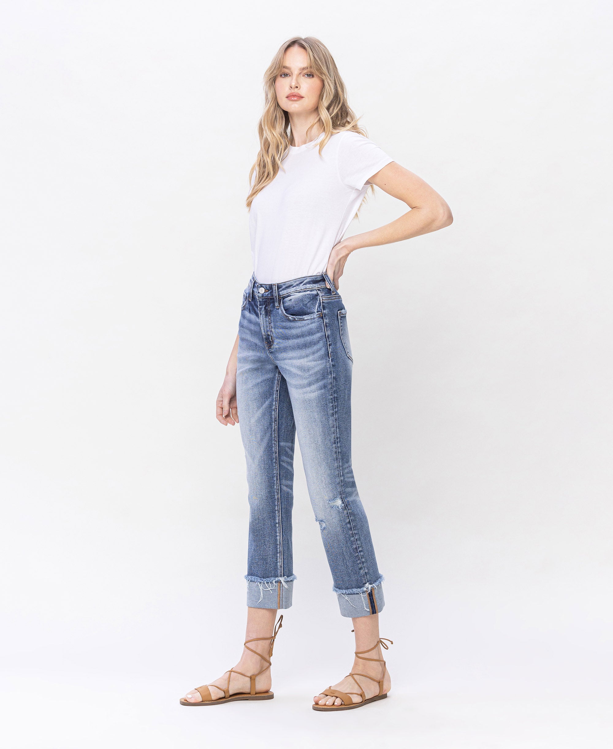 Lilly High Rise Raw Hem Straight Jeans