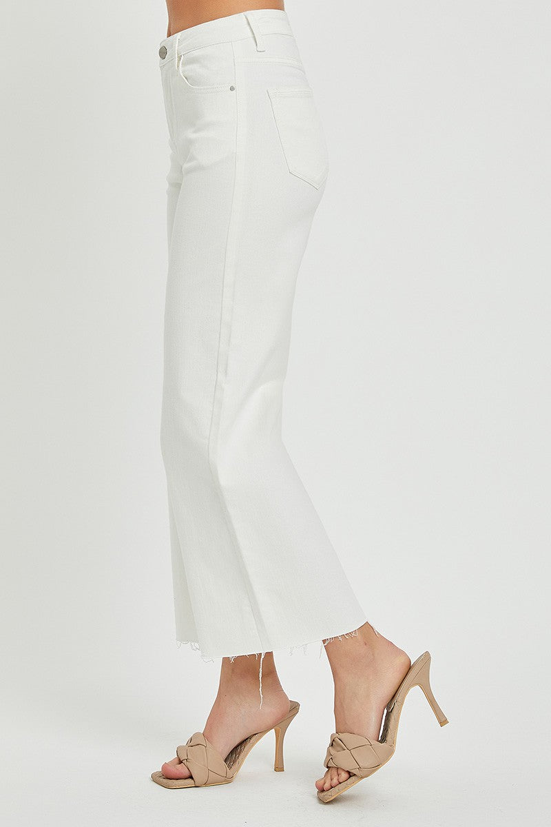 Josey Ray High Rise Crop Wide Leg Pants in White