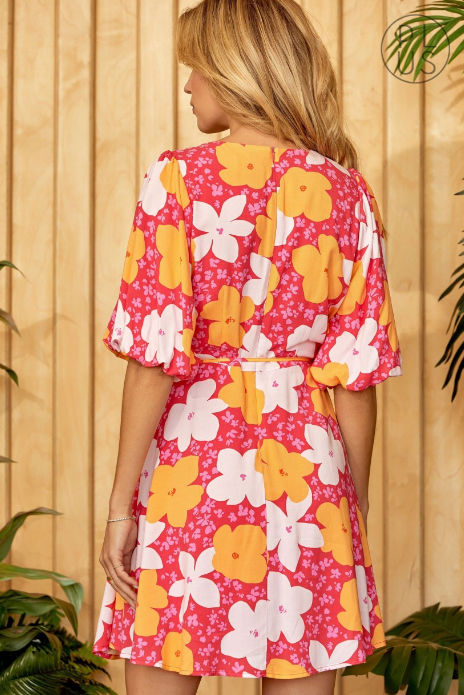 Celeste Floral Dress With Puff Sleeves