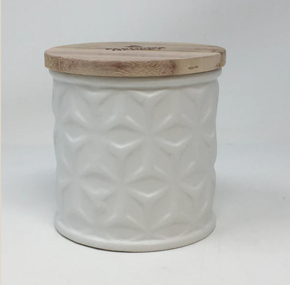 Swan Creek Short White Round Candle in Thai Pear
