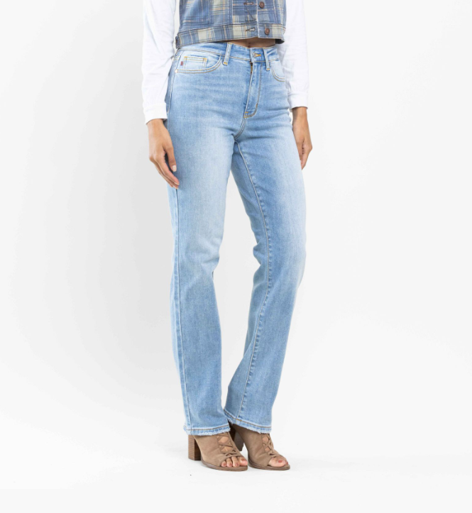 Judy Blue High Waist Contrast Wash Straight Jeans
