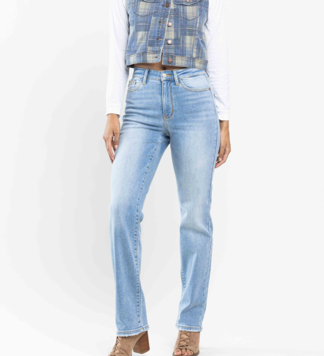Judy Blue High Waist Contrast Wash Straight Jeans