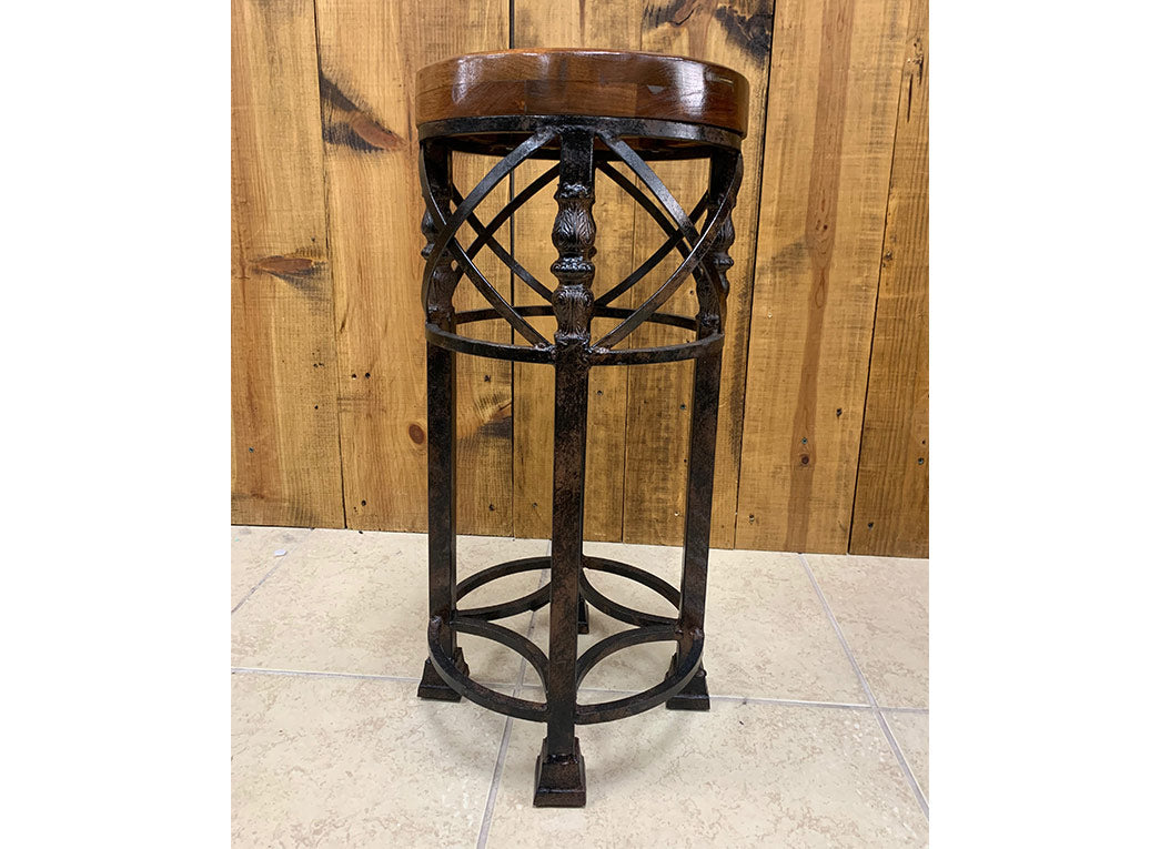 Custom 17in Mesquite Turquoise Inlay Round Accent Table