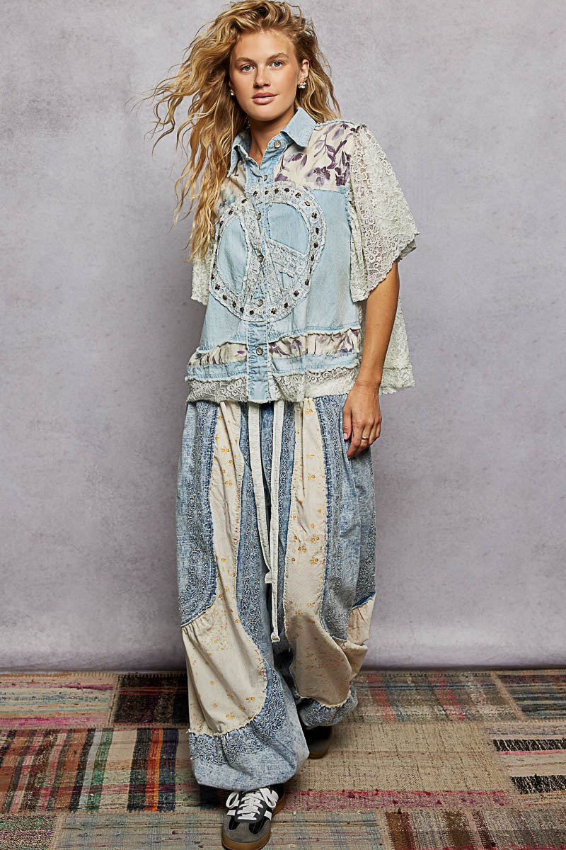 Denim Peace Patch Vintage Top UWT508A