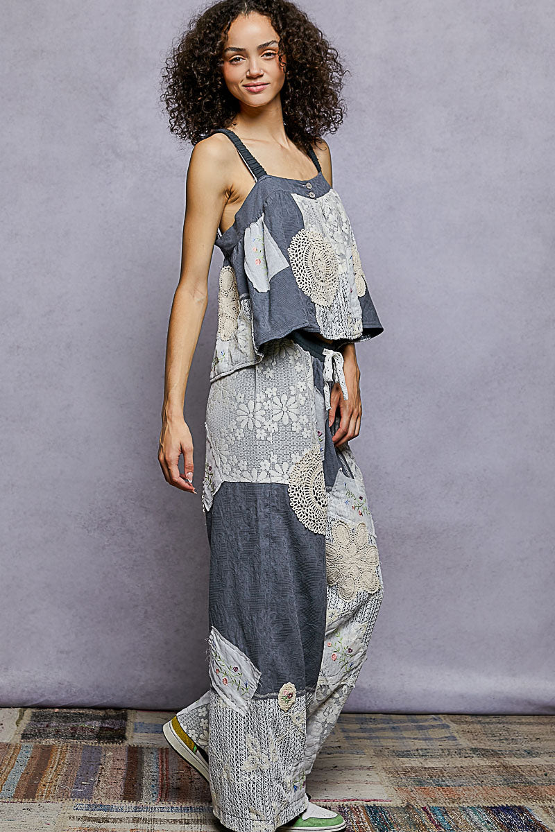 Charcoal Woven Patch POL Pants YKP185