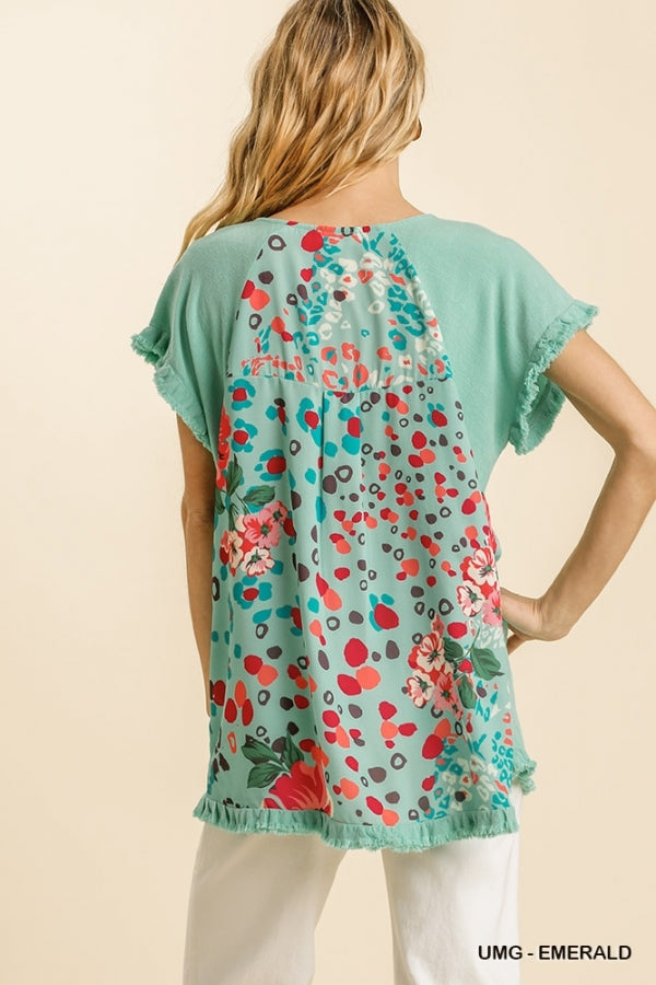 Angee Spotted Spring Blouse in Emerald